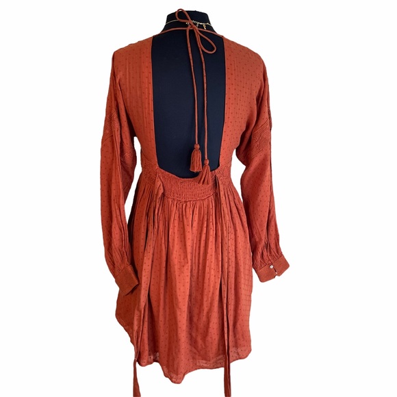 Free People Sugarpie Mini Cinnamon Swiss Dot V-neck Dress - Picture 5 of 15